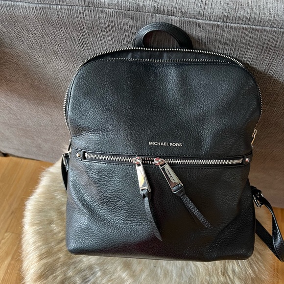 Michael Kors Black Leather Backpack - Medium - Picture 1 of 7
